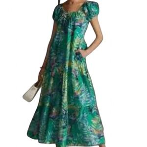 Anthropologie Maeve Tropical Maxi Dress with Pockets, Size XS 🌿